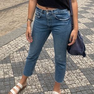 Zara straight cut, frayed jeans!